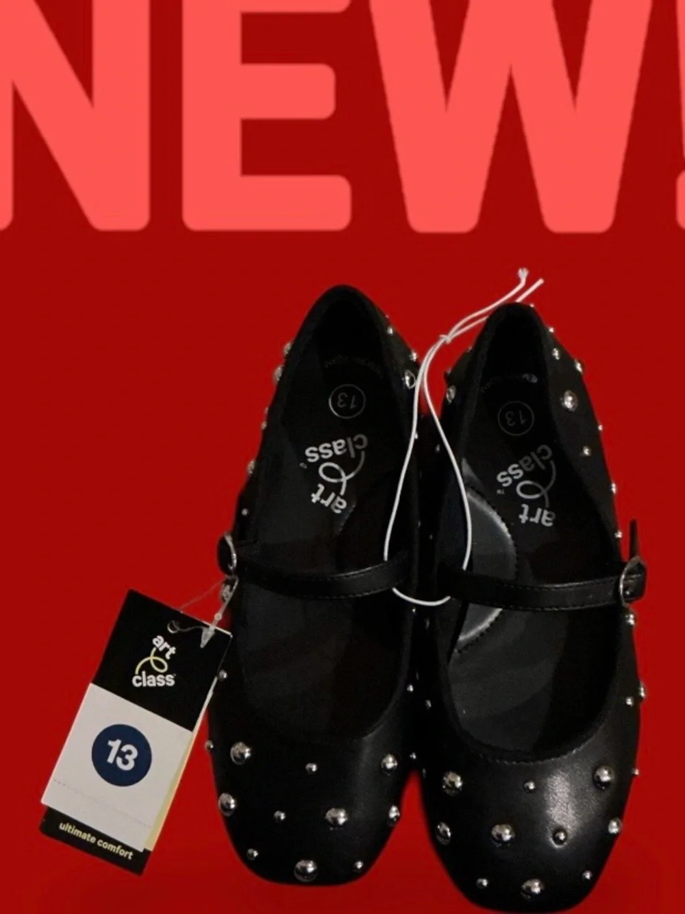 Buy one get one 50%off art class Black Studded Mary Jane Flats